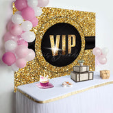 Lofaris Luxury Black Gold Glitter Vip Birthday Party Backdrop